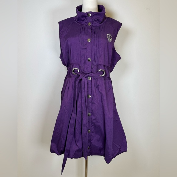 Dereon Dresses & Skirts - House of Dereon Sleeveless Belted Purple Dress Bubble Hem Pockets Womens Size 3X